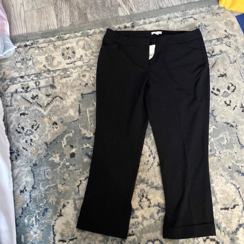 NY&C Cropped, cuffed black stretch dress pants, Size 14. New with tags.